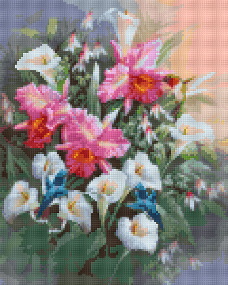 Hummingbirds And Lillies Nine [9] Baseplate PixelHobby Mini-mosaic Art Kit image 0